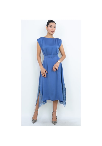 Dorne Moda Özel Seri Kolsuz, Yırtmaçlı, Kemer Ve Dantel Detaylı Midi Boy Elbise - Düğün - Mezuniyet - Ofis Şıklığı Mavi Mavi Dorne Moda Özel Seri Kolsuz, Yırtmaçlı, Kemer Ve Dantel Detaylı Midi Boy Elbise - Düğün - Mezuniyet - Ofis Şıklığı Mavi Mavi