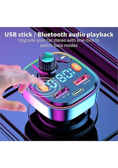 Bluetooth Car Adapter Bluetooth 5.0 Fm Radio Transmitter Radio Adapter Car Kit Bluetooth Car Charger Adapter Pd+qc3.0 Black