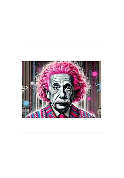 Neon Saçlı Einstein Modern Mdf Tablo