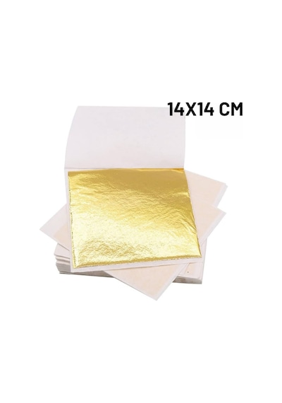 Altın Yaprak Varak Sanatsal Büyük Boy Folyo Epoksi Reçine Nail Art 16 Adet 14x14 Cm Altın Renk