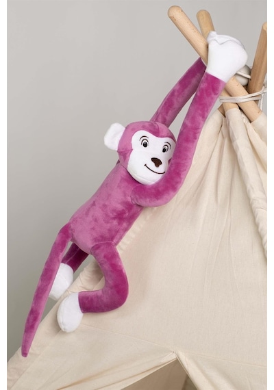 Boumini Toys Boyuna Sarılan Pelüş Maymun Mor Elleri Çıtçıtlı 55 CM - Mor