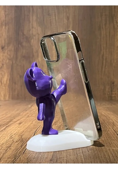Tekme Atan Ayıcık Telefon Standı Mor
