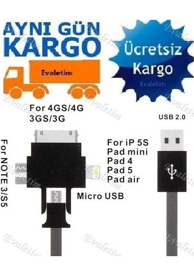 Coklu Usb Data Şarj 4851P Unıversal Kablosu