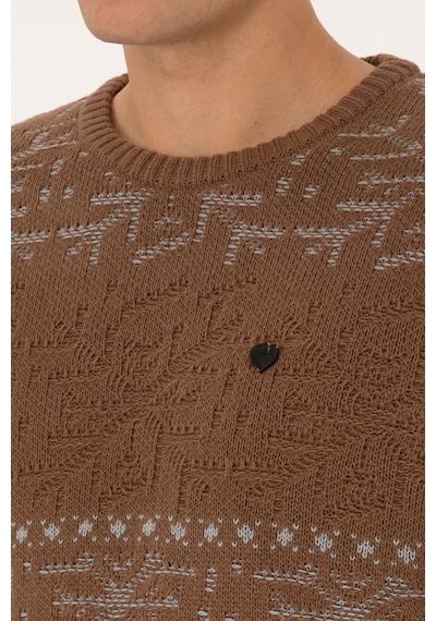 U.S. Polo Assn. Erkek Comfort Fit Bisiklet Yaka Kahverengi Kazak 50308237-VR029