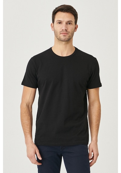 Ac&Co / Altınyıldız Classics 547236445 Slim Fit Bisiklet Yaka Düz Erkek Tişört 2'li Siyah