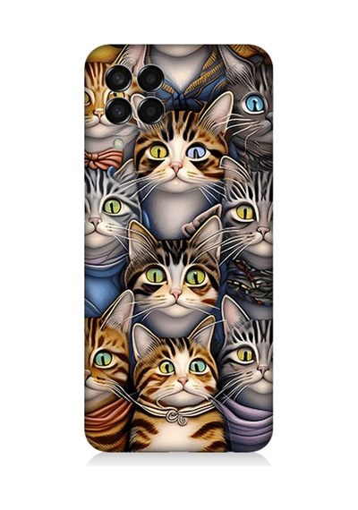Samsung Galaxy M33 Uyumlu Silikon Kılıf Sevimli Kediler