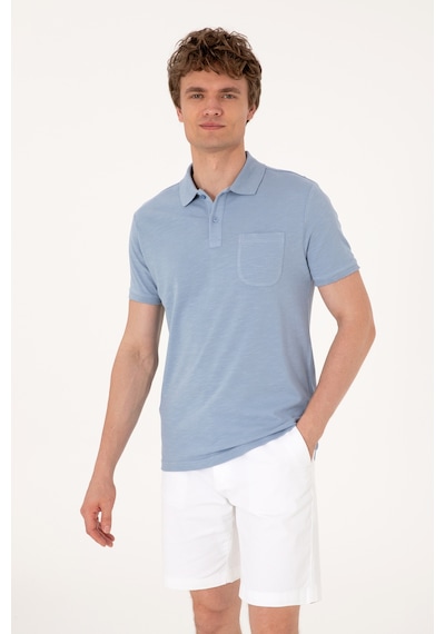 U.S. Polo Assn. Erkek Slim Fit Mavi Polo Yaka Tişört 50299538-VR036