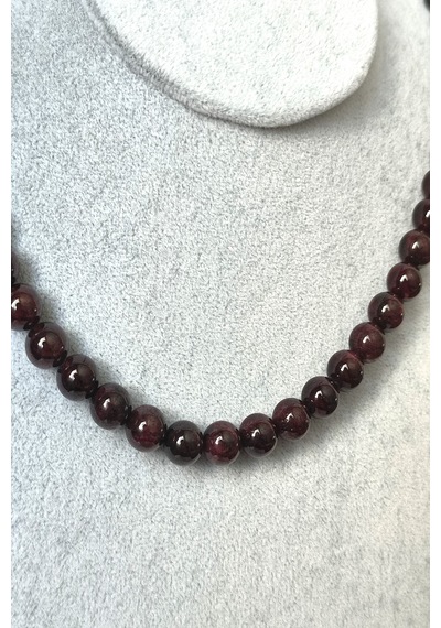 7 Mm Lal Granat Garnet Doğaltaş Kolye 03 - Bordo