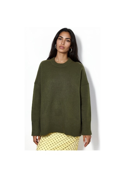 Hiccup Oversize Bisiklet Yaka Örme Kazak Yeşil