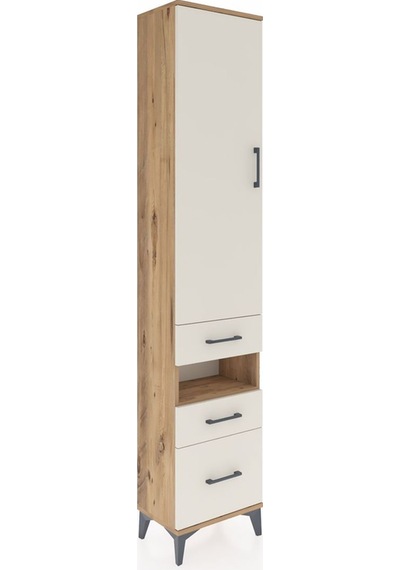Arges Dolap 4 Raflı 3 Çekmeceli Tek Kapaklı 44x30x221 Çam-aytaşı Çam