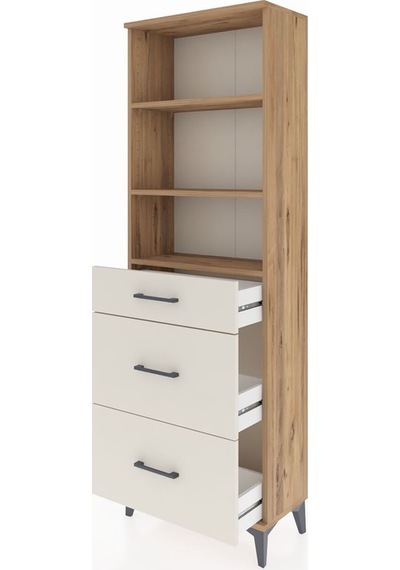 Arges Dolap 3 Raflı 3 Çekmeceli 60x30x182 Çam-aytaşı Çam