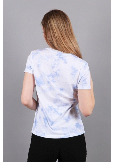 Kadın Bisiklet Yaka T-shirt Tşört Beyaz