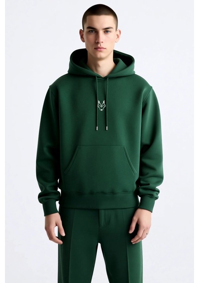 Benerly Erkek Kapüşonlu Standart Kol Kanguru Cep Sweatshirt Fonksiyonel D Haki