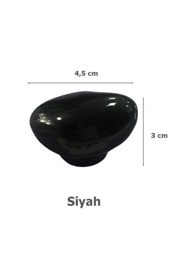 5 Adet Porselen Mat Siyah Taş Düğme Tek Vidalı Mobilya Kulp