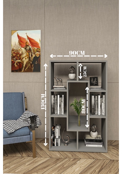 Dekoratif Kitaplık,iskandinav Kitaplık,aksesuar Köşesi,portatif Minifix Kurulum Antrasit Dekoratif Kitaplık,iskandinav Kitaplık,aksesuar Köşesi,portatif Minifix Kurulum Antrasit