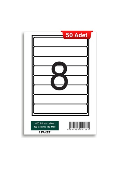 Herboy Hb-1108 192 X 34 Mm A4 Laser Etiket 50 Adet