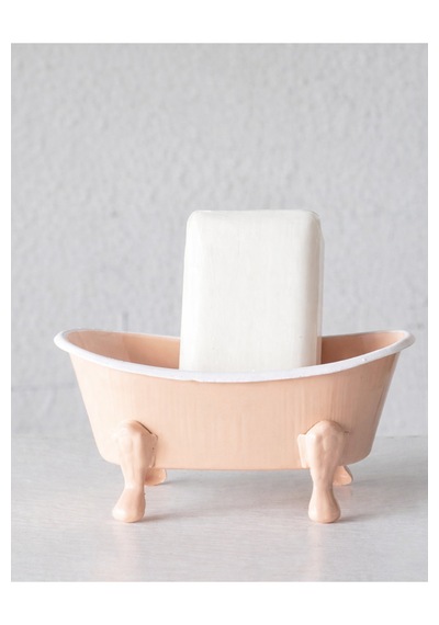 Dekoratif Metal Sabunluk Vintage Küvet Tasarım Banyo Sabunluk Banyo Lavabo Dekoru Açık Pembe