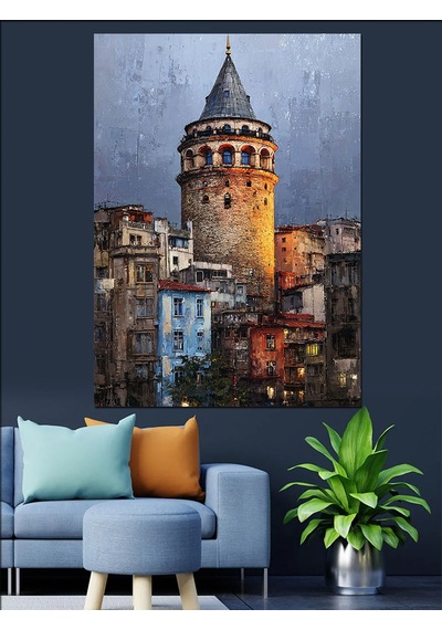 Ahşap Tablo İstanbul Galata Kulesi Şehir