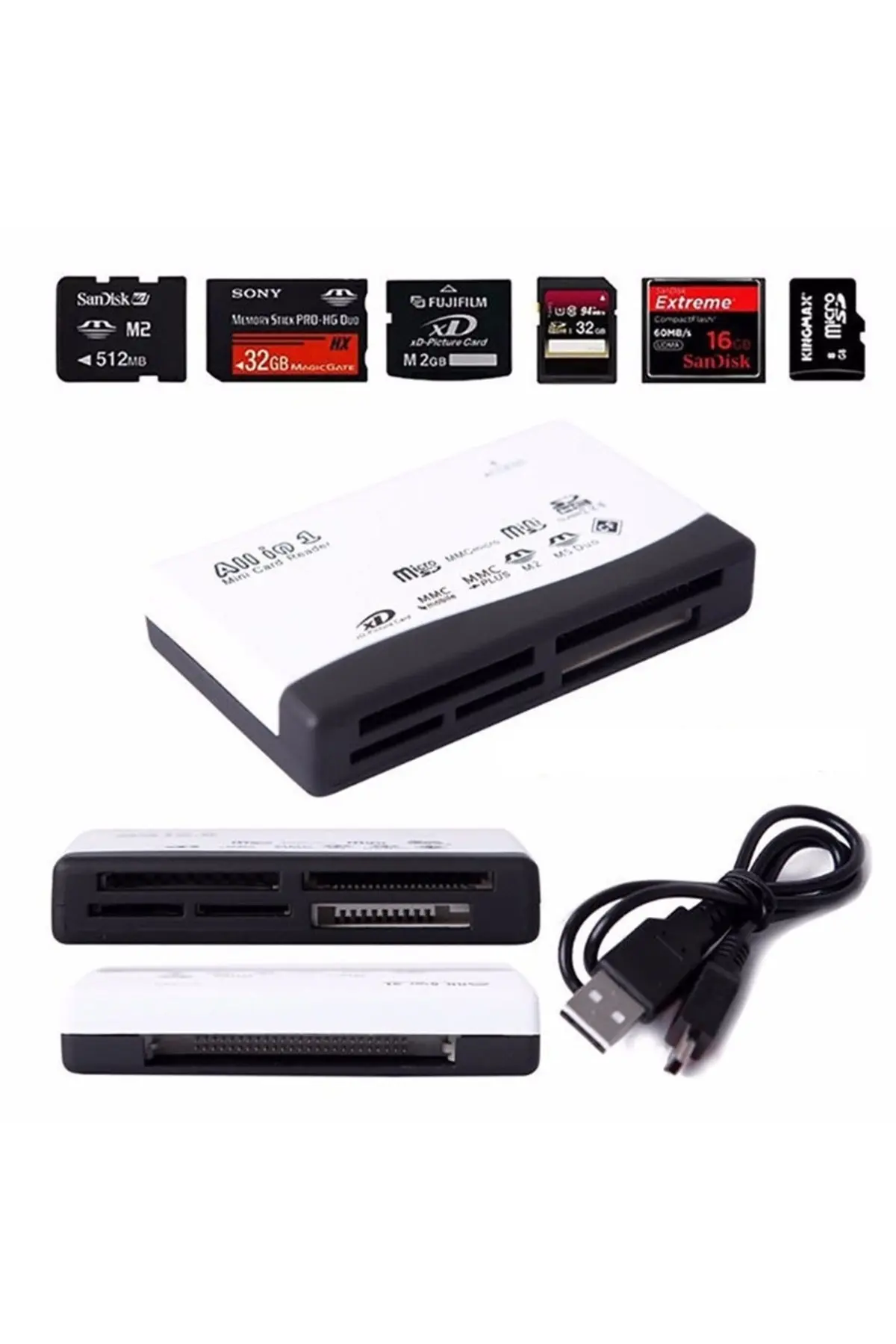 Mettzchrom Çoklu Hafıza Kart Okuyucu Bütün Kartları Okuyan Multi Card Reader