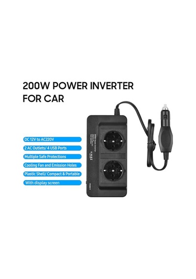 200w Araba Güç Çevirici Dc 12v Ac 220v Dönüştürücü 2 Ac Çıkışlı 4 Usb Bağlantı Noktası Açma/kapatma An Diğer