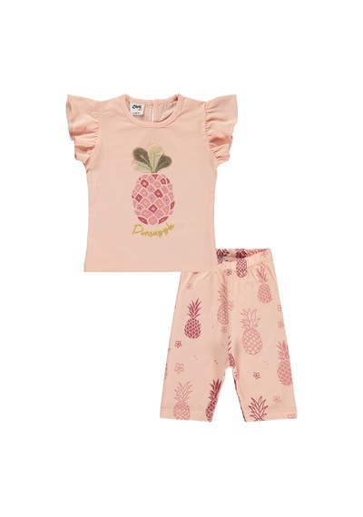 Civil Baby Ananas Baskılı 6-18 Ay Takım - Pudra Somon