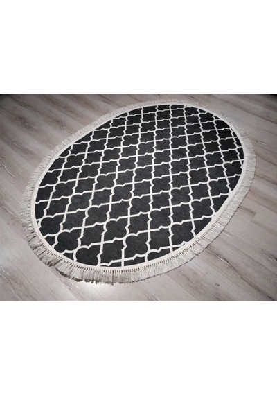 Yamalıhome Angel 1498-00 Fas Vezir Siyah 120X180 Cm Saçaklı Oval