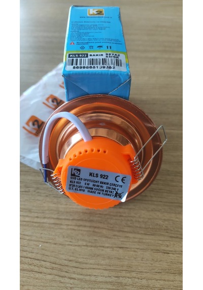K2 Led Kls-922 5w Sıva Altı Gömme Led Spot - Bakır Çerçeve Beyaz Işık 6.7 Cm Delik / 9.8 Cm Dış Çap