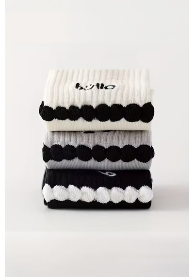 Hitit Socks Kadın 5 Çift Premium Kalite Şerit Kabartmalı Ataç Hello Love ... Çok Renkli