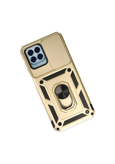 Samsung Galaxy M33 Uyumlu Kılıf Pars Lens Yüzüklü Silikon - Gold