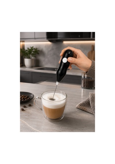 Elektrikli Süt Köpürtücü Kahve Köpürtücü El Mikseri Cappuccino Latte Frappe Çırpıcı Siyah