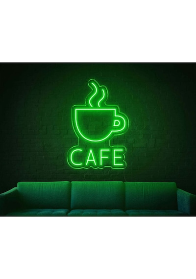 Cafe Yazılı Ve Şekilli Neon Tabela Yeşil