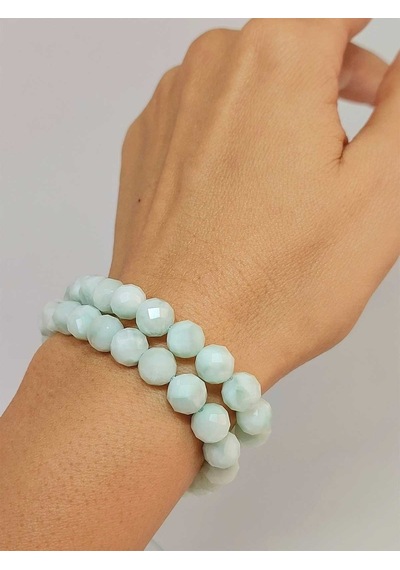 Larimar Taşı Faset Kesim 8mm Unisex İkili Bileklik Çok Renkli
