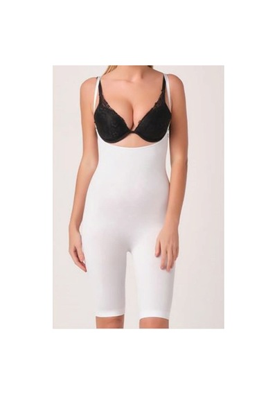 Sistina Beyaz - 948 - Kadın Paçalı Boy Dikişsiz Korse - 751 - - Myceshop - Beden L