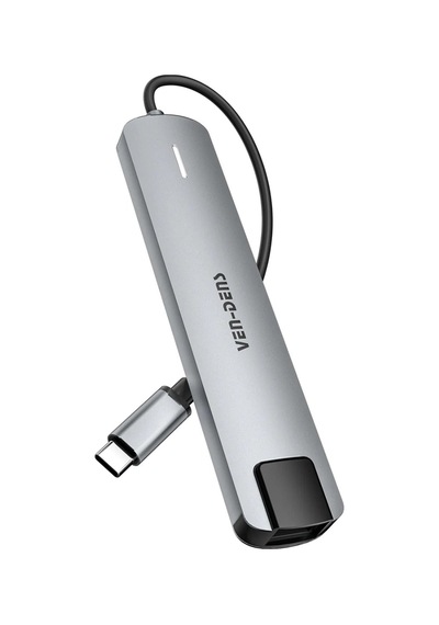 Ven-dens Vd-adp020 8 İ 1 Arada Usb-c Hub Adaptör, 4k 30 Hz Hdmı, 90 W Pd, Usb 3.0, Rj45, Gri