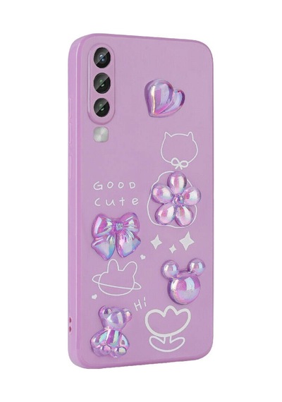 Galaxy A70 Kılıf Kabartma Figürlü Parlak Zore Toys Silikon Kapak Light Green