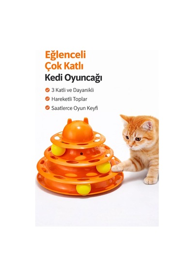 3 Katlı Kedi Oyuncağı Toplu İnteraktif Kedi Oyuncak Dönen Toplu Aktivite Oyuncağı Zeka Oyuncağı Kedi Eğlence Oyuncağı