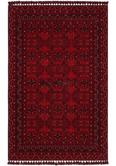 Hoom Rugs Afgan Afg 02 Red Antibakteriyel Kaymaz Tabanlı Dekoratif Kilim Kırmızı