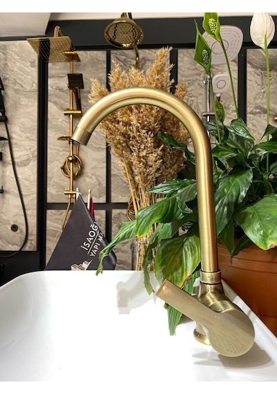 İsaoğlu Yapı Mat Altın Mutfak Bataryası Mat Gold Evye Musluğu Antik Gold Mutfak Bataryası Eskitme Gold