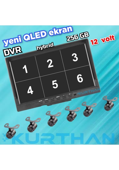 Qled Ekran 6 Kanal 10'' Dvr Monitör 6 Adet Kelebek Kamera Seti