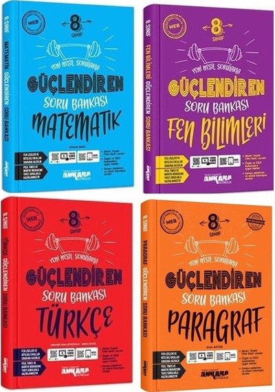 Ankara 8. Sınıf Matematik + Türkçe + Fen + Paragraf Güçlendiren Soru Seti 4 Kitap 2023