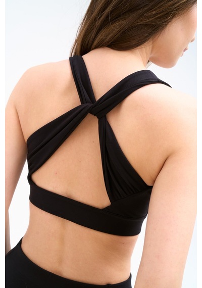 Normal People Runı - Spor Bra Şeftali Dokulu Peach Skin Kumaş Siyah