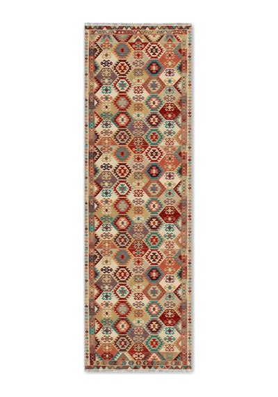 Dekoratif Halı Kaymaz Taban Leke Tutmaz Yıkanabilir Kilim Özel Ölçü Salon Halısı 3056 Çok Renkli