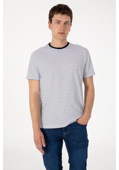 U.S. Polo Assn. Erkek Regular Fit Bisiklet Yaka Lacivert Çizgili Tişört 50306898-VR033