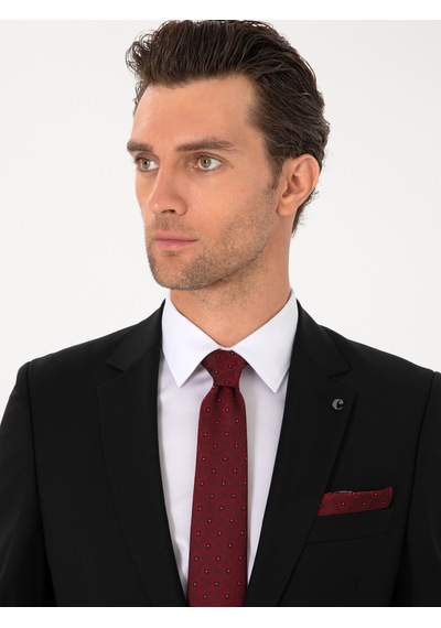 Cacharel Siyah Slim Fit %100 Yün Mono Yaka Takım Elbise