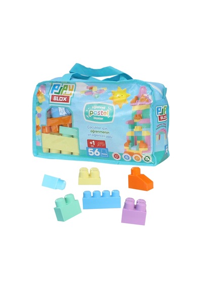 Play Blox 2915 Pastel Renkler Mega Blok Seti 56 Parça Mavi Çantalı