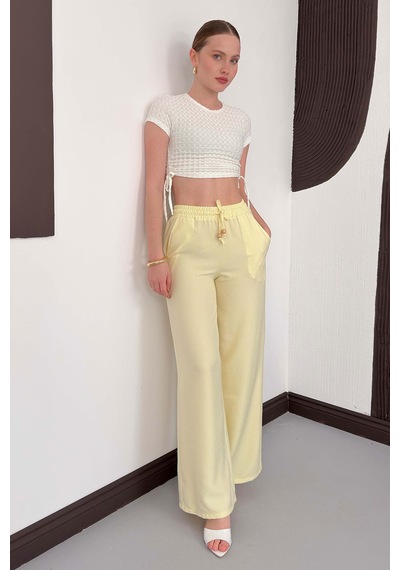 Verymoda Keten Pantolon D2381 Sarı