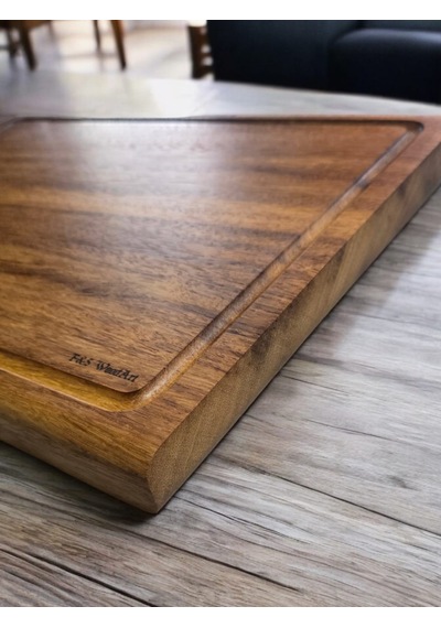 İroko Tek Parça Yekpare Masif Steak Board Oluklu Kesme Tahtası