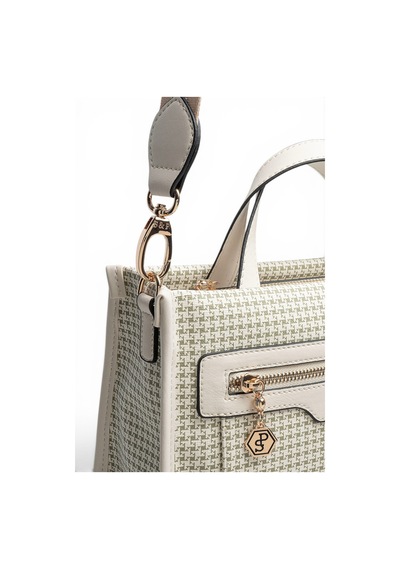 Silver & Polo Silver Polo Yeşil - Kemik Kaz Ayağı Ekose Kadın El Çantası Sp1271