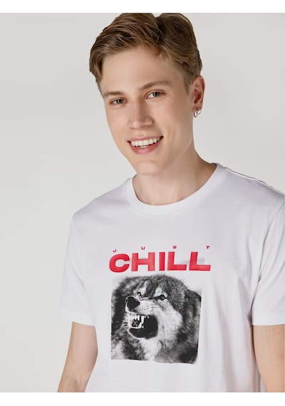 Colin's Colins Regular Fit Bisiklet Yaka Baskılı Beyaz Erkek Kısa Kol Tişört Cl1064710 Beyaz