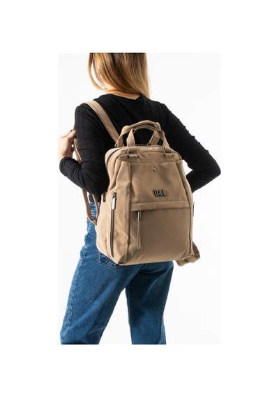 Baginn Nubuk-süet Dokulu Kadın Sırt Çantası Vegan Deri 35 29 Cm İster Elde İster Sırtta Fonksiyonel 19a Vizon